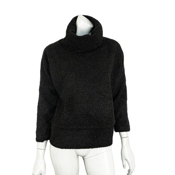 TUCKERNUCK Black Teddy Fleece Rollins Funnel Neck Sweater Sz Small - Picture 1 of 7